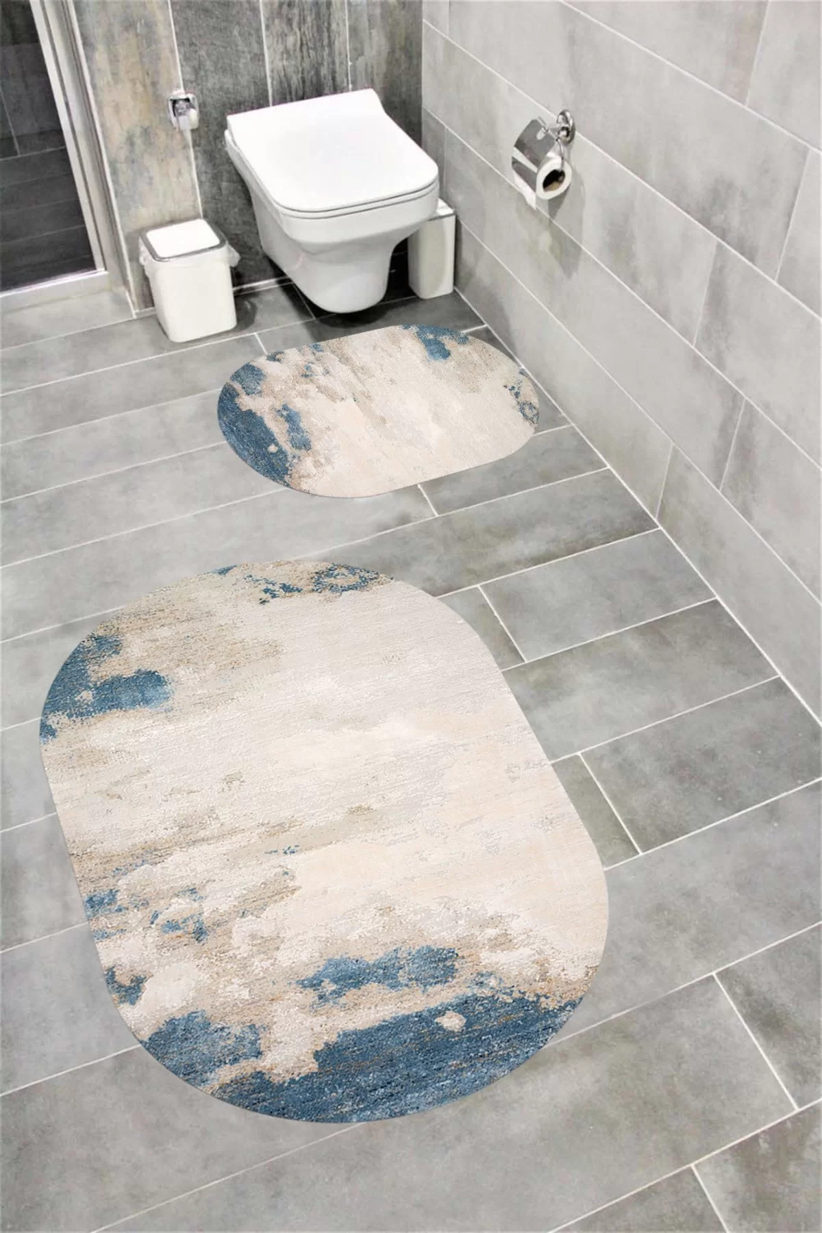 Su Emici Yumuşak Kaymaz Taban Sünger Dolgulu Yıkanabilir Dekoratif Banyo Paspası 1232 OVAL