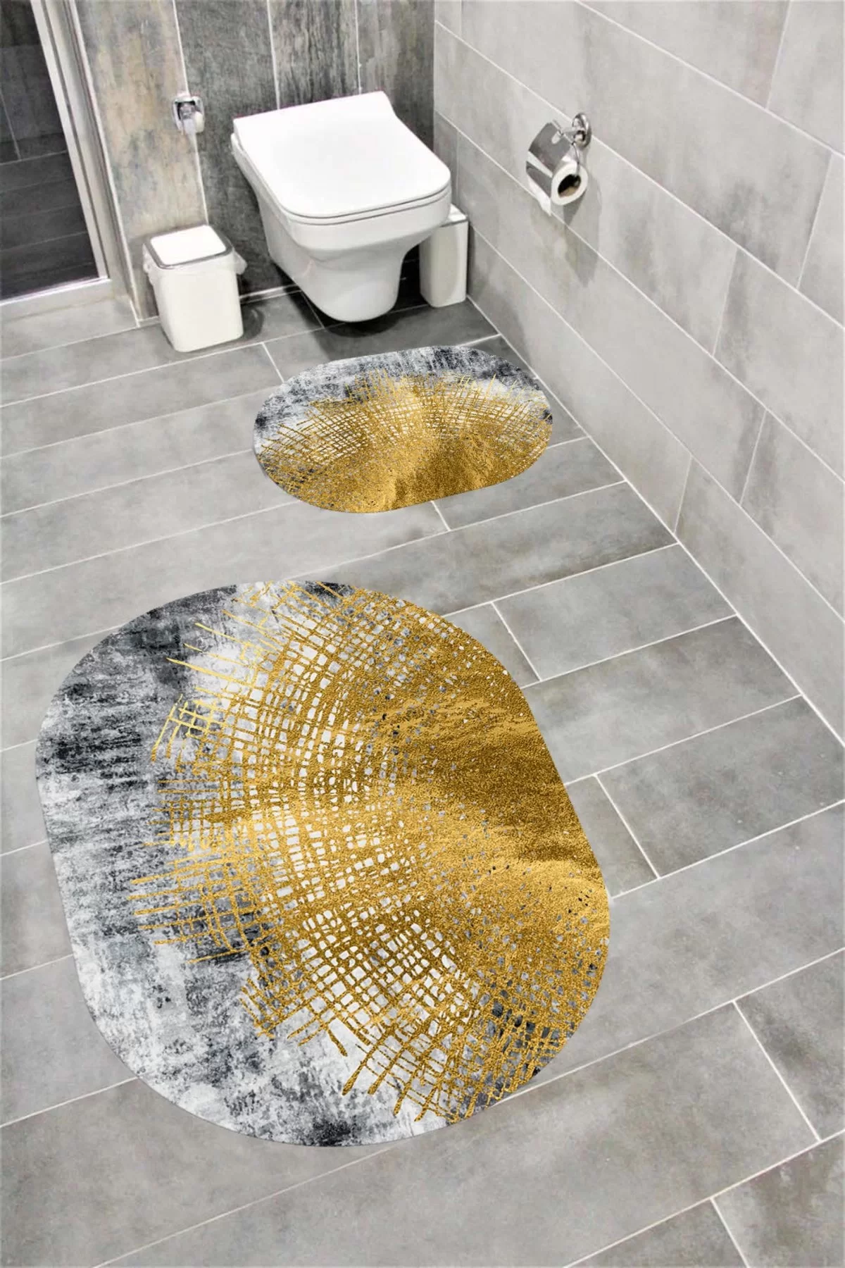 Su Emici Yumuşak Kaymaz Taban Sünger Dolgulu Yıkanabilir Dekoratif Banyo Paspası 1145 OVAL