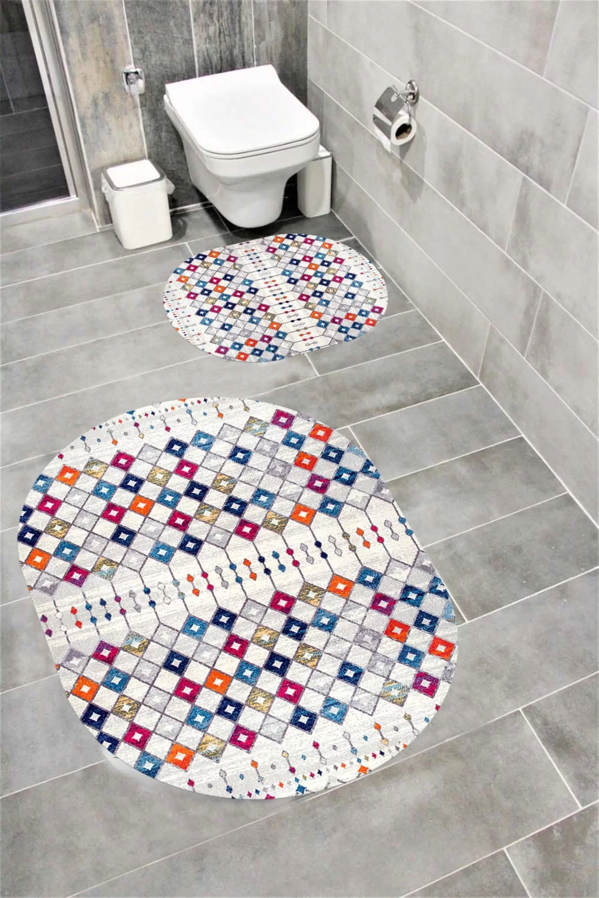 Su Emici Yumuşak Kaymaz Taban Sünger Dolgulu Yıkanabilir Dekoratif Banyo Paspası HATTUŞAOVAL