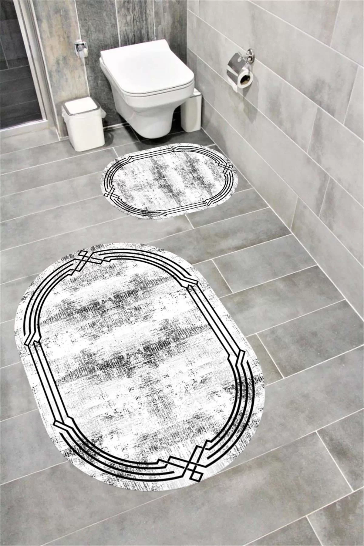 Su Emici Yumuşak Kaymaz Taban Sünger Dolgulu Yıkanabilir Dekoratif Banyo Paspası EHL59OVAL