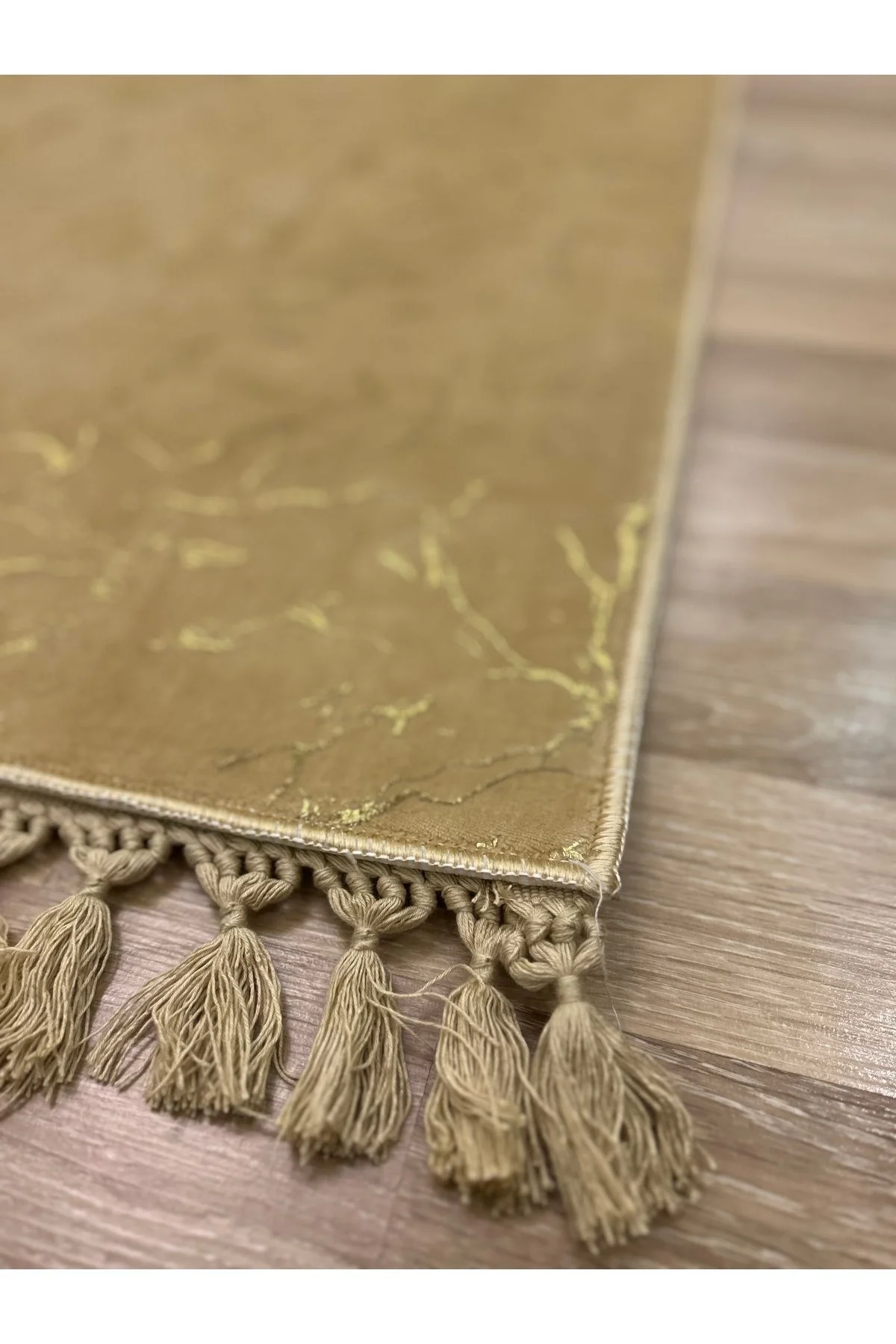 Bambu Yıkanabilir Kaymaz Oturma Odası Salon Mutfak Çocuk Odası Halısı Cappicino Gold Simli