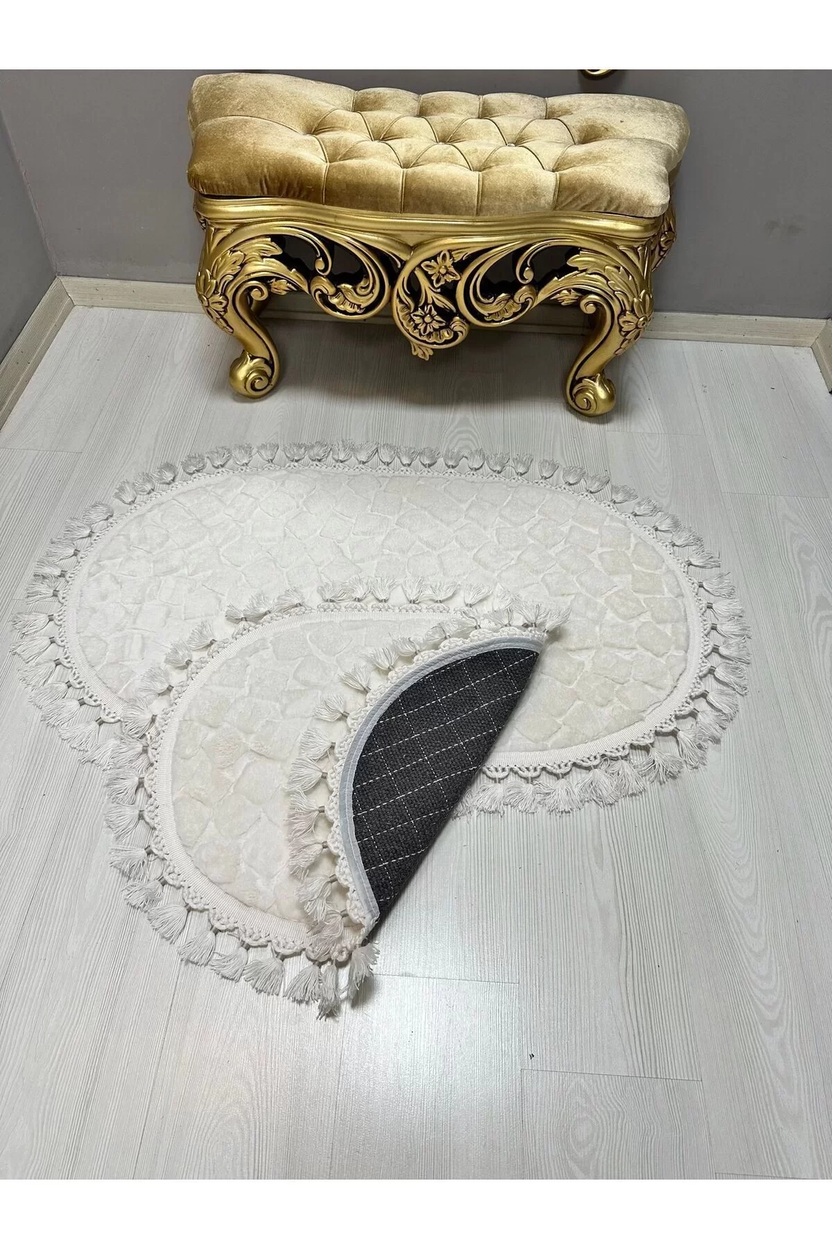 2Lİ İKİLİ BANYO PASPAS SETİ ILICA PUFFY DOKUMA TABAN BANYO PASPASI 40X60-60X100 BEYAZ