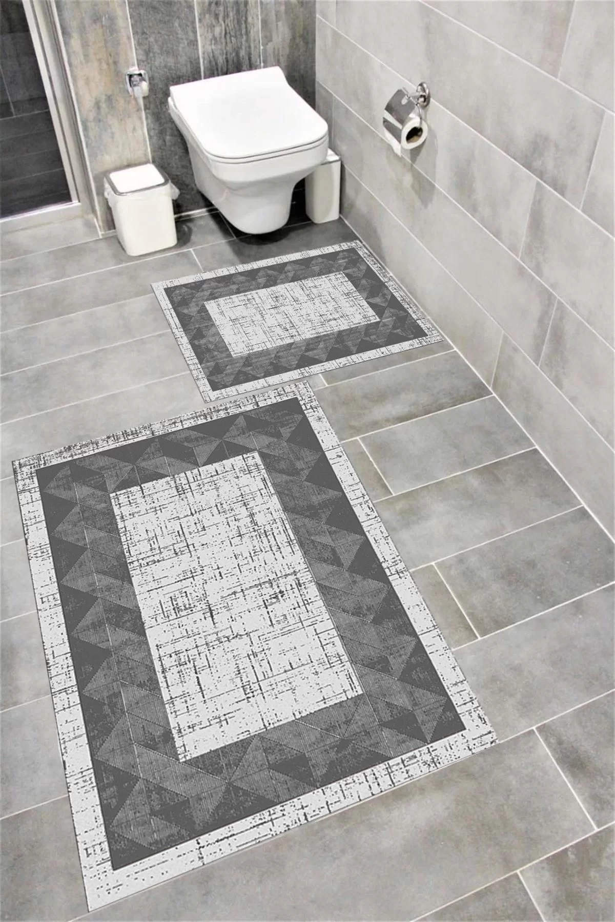 Su Emici Yumuşak Kaymaz Taban Sünger Dolgulu Yıkanabilir Dekoratif Banyo Paspası 1250ANTRASİT