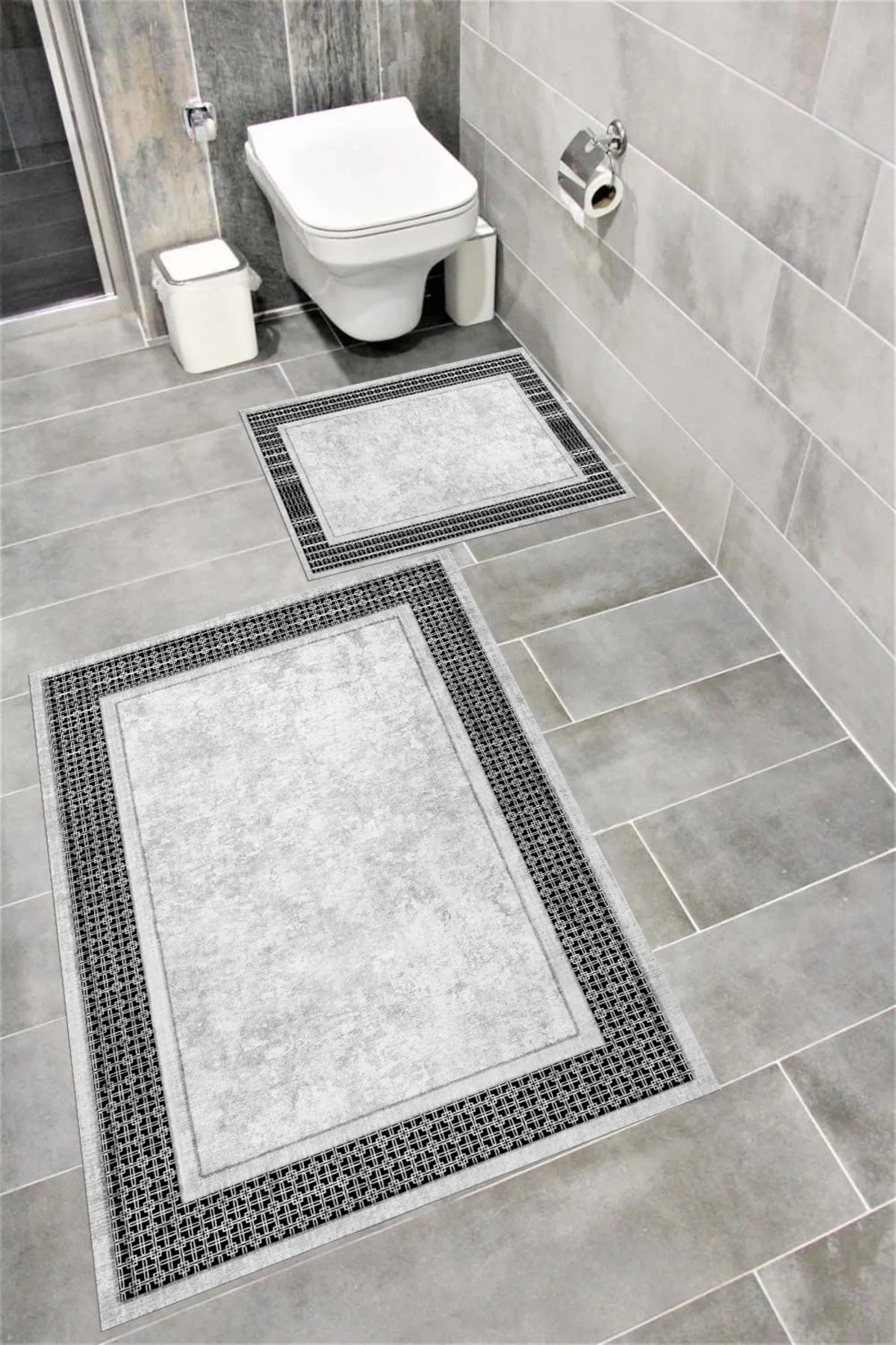 Su Emici Yumuşak Kaymaz Taban Sünger Dolgulu Yıkanabilir Dekoratif Banyo Paspası Takımı 1361DEKORSAN