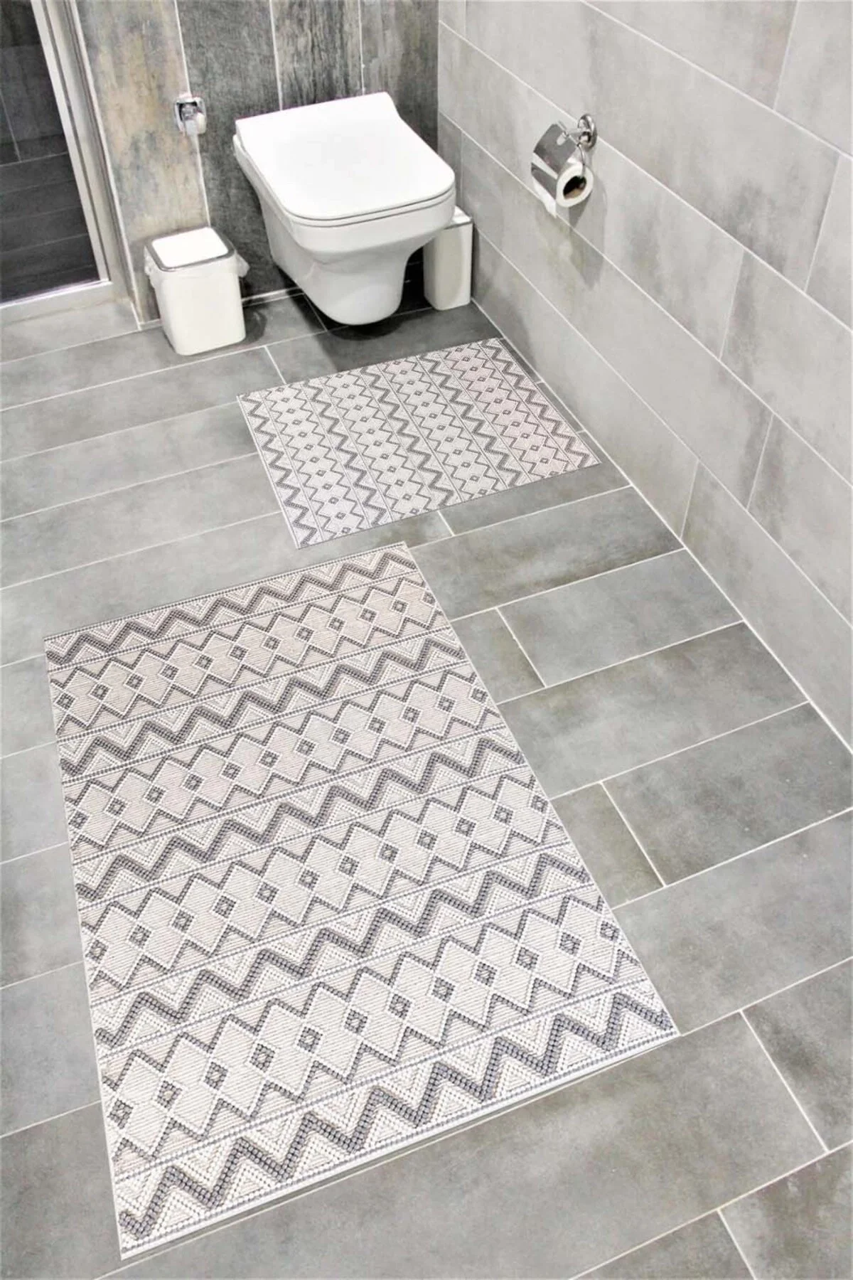 Su Emici Yumuşak Kaymaz Taban Sünger Dolgulu Yıkanabilir Dekoratif Banyo Paspası Takımı 1902KELVİN