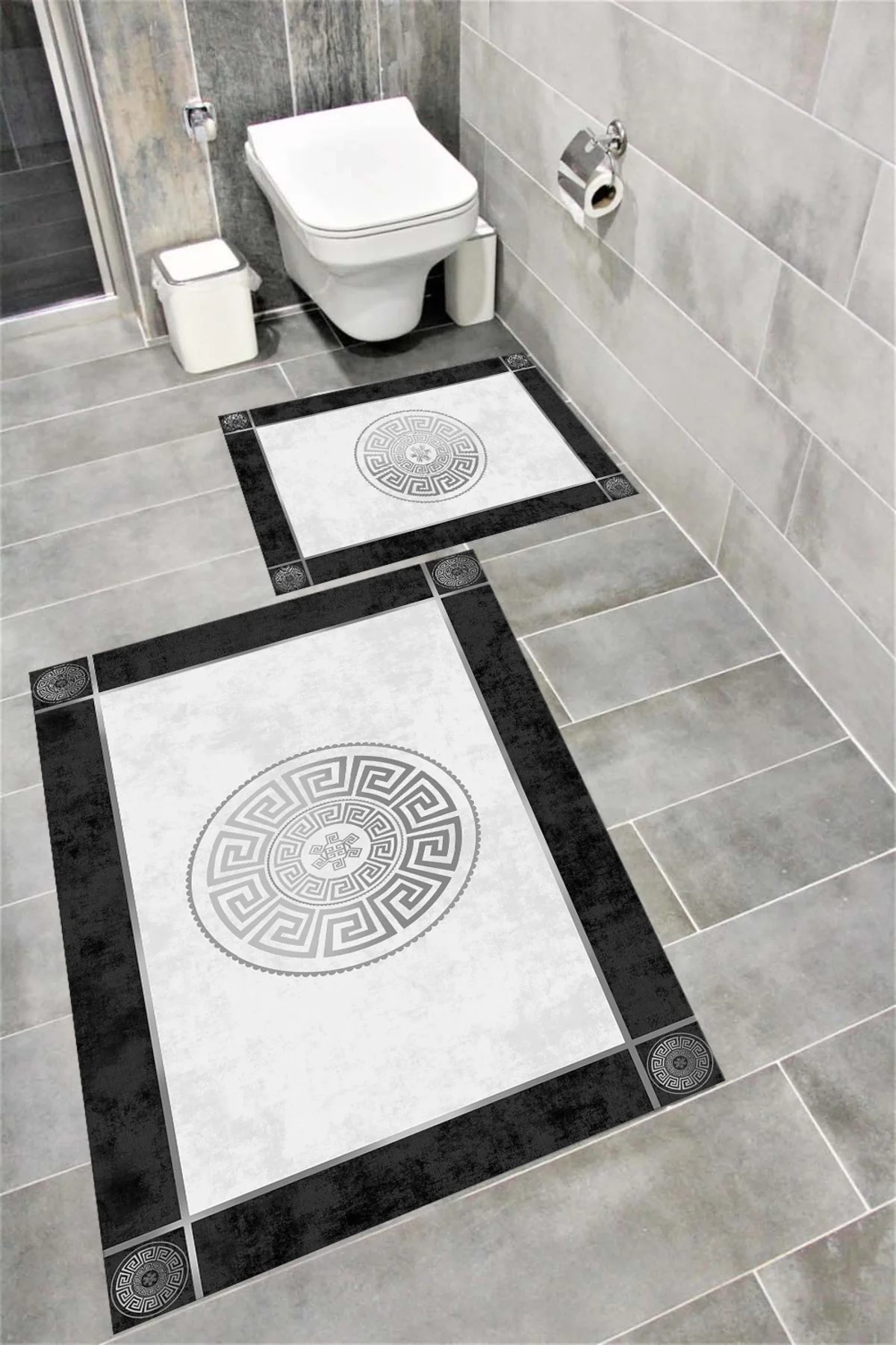 Su Emici Yumuşak Kaymaz Taban Sünger Dolgulu Yıkanabilir Dekoratif Banyo Paspası Takımı ARGUVAN1038