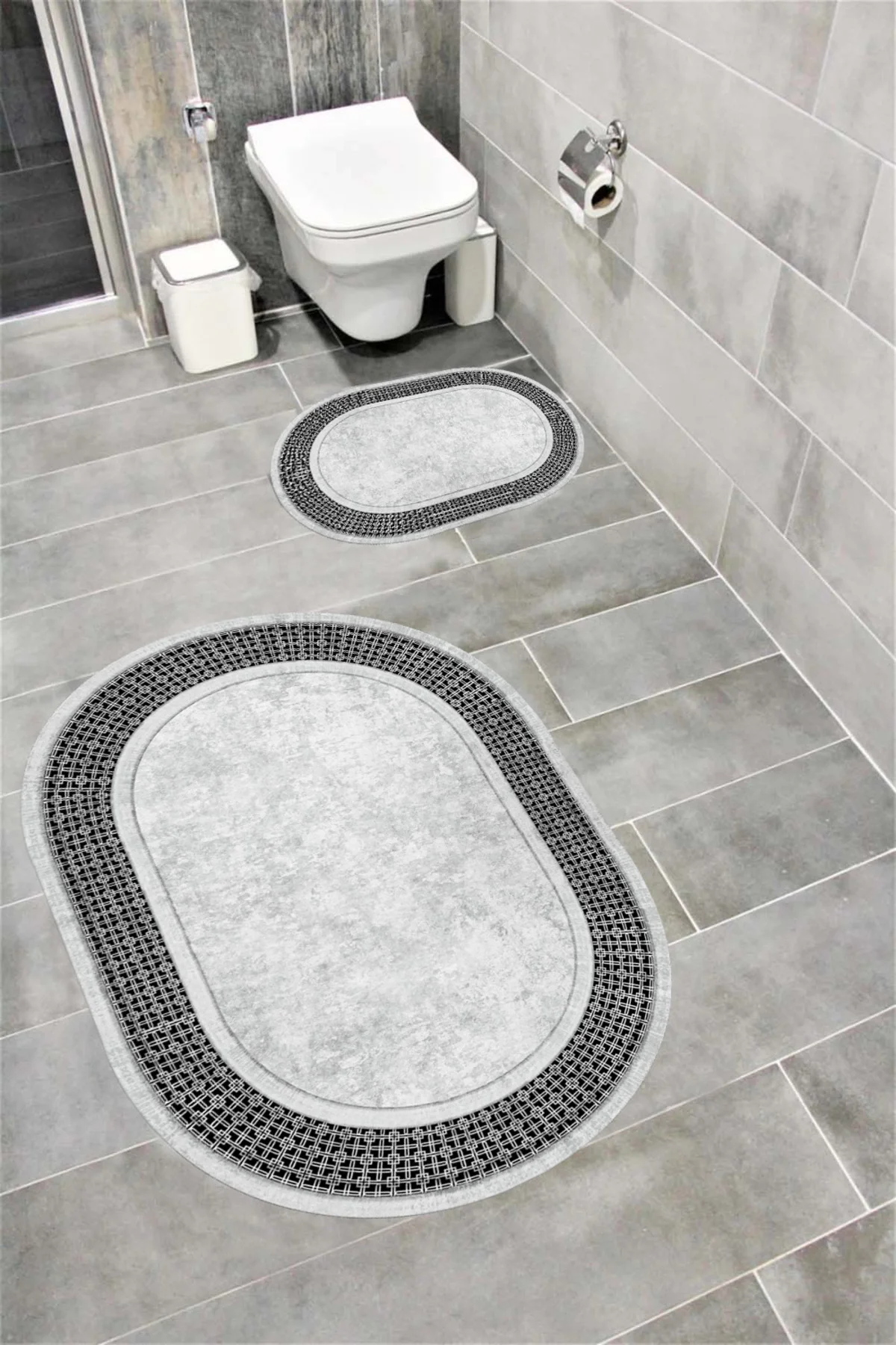 Su Emici Yumuşak Kaymaz Sünger Dolgulu Yıkanabilir Dekoratif Banyo Paspası Takımı 1361DEKORSANOVAL