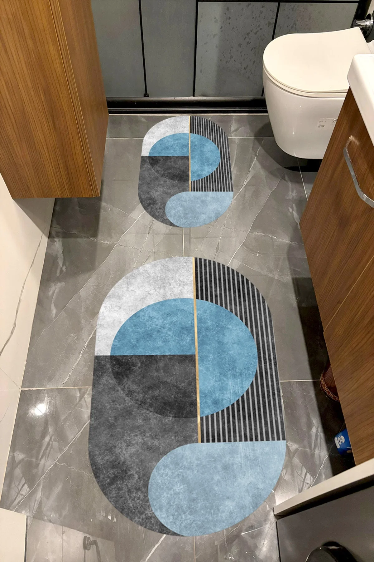 Su Emici Yumuşak Kaymaz Taban Sünger Dolgulu Yıkanabilir Dekoratif Banyo Paspası Takımı JUDGEOVAL