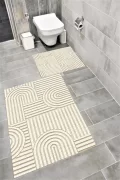 Su Emici Yumuşak Kaymaz Taban Sünger Dolgulu Yıkanabilir Dekoratif Banyo Paspası-1343bej