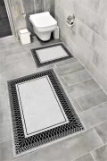 Su Emici Yumuşak Kaymaz Taban Sünger Dolgulu Yıkanabilir Dekoratif Banyo Paspası-1169gri