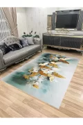 Yıkanabilir Kaymaz Taban Halı Mutfak Dekor Yolluk Koridor Halısı Salon Halısı KELEBEKETKİSİGOLD