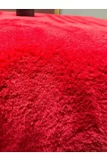 Peluş Puffy Yıkanabilir Kaymaz Oturma Odası Salon Mutfak Antre Çocuk Odası Halısı Kırmızı Puffy