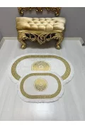2Lİ İKİLİ BANYO PASPAS SETİ DİJİTAL BASKI KAYMAZ KEÇE TABAN BANYO PASPASI 40X60-60X100 GOLDAY