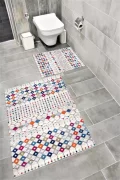 Su Emici Yumuşak Kaymaz Taban Sünger Dolgulu Pamuksu Doku Yıkanabilir Dekoratif Banyo Paspası Hattuş