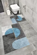 Su Emici Yumuşak Kaymaz Taban Sünger Dolgulu Pamuksu Doku Yıkanabilir Dekoratif Banyo Paspası Judge