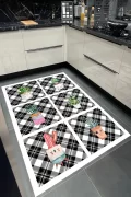 Yıkanabilir Kaymaz Taban Halı Salon Dekor Yolluk Koridor Mutfak Halısı Ekose Kaktüs