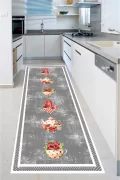 Yıkanabilir Kaymaz Taban Halı Salon Dekor Yolluk Koridor Mutfak Halısı Dinner Gri