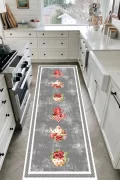 Yıkanabilir Kaymaz Taban Halı Salon Dekor Yolluk Koridor Mutfak Halısı Dinner Gri