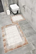 Su Emici Yumuşak Kaymaz Taban Sünger Dolgulu Pamuksu Doku Yıkanabilir Dekoratif Banyo Paspası 1364