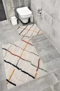 Su Emici Yumuşak Kaymaz Taban Sünger Dolgulu Pamuksu Doku Yıkanabilir Dekoratif Banyo Paspası 1392
