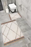 Su Emici Yumuşak Kaymaz Taban Sünger Dolgulu Pamuksu Doku Yıkanabilir Dekoratif Banyo Paspası 1393