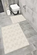 Su Emici Yumuşak Kaymaz Taban Sünger Dolgulu Pamuksu Doku Yıkanabilir Dekoratif Banyo Paspası 1363