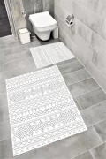 Su Emici Yumuşak Kaymaz Taban Sünger Dolgulu Pamuksu Doku Yıkanabilir Dekoratif Banyo Paspası