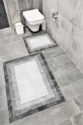 Su Emici Yumuşak Kaymaz Taban Sünger Dolgulu Yıkanabilir Dekoratif Banyo Paspası 1201GRİ