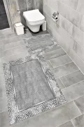 Su Emici Yumuşak Kaymaz Taban Sünger Dolgulu Yıkanabilir Dekoratif Banyo Paspası 1200GRİ