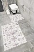 Su Emici Yumuşak Kaymaz Taban Sünger Dolgulu Yıkanabilir Dekoratif Banyo Paspası 1198