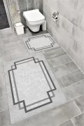 Su Emici Yumuşak Kaymaz Taban Sünger Dolgulu Yıkanabilir Dekoratif Banyo Paspası 1249