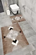 Su Emici Yumuşak Kaymaz Taban Sünger Dolgulu Yıkanabilir Dekoratif Banyo Paspası EHL29