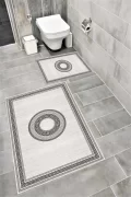 Su Emici Yumuşak Kaymaz Taban Sünger Dolgulu Yıkanabilir Dekoratif Banyo Paspası GREEK