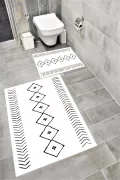 Su Emici Yumuşak Kaymaz Taban Sünger Dolgulu Yıkanabilir Dekoratif Banyo Paspası İSKANDİNAV