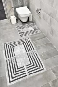 Su Emici Yumuşak Kaymaz Taban Sünger Dolgulu Yıkanabilir Dekoratif Banyo Paspası SQUARE
