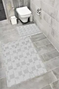 Su Emici Yumuşak Kaymaz Taban Sünger Dolgulu Yıkanabilir Dekoratif Banyo Paspası 1363GRİ