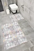 Su Emici Yumuşak Kaymaz Taban Sünger Dolgulu Yıkanabilir Dekoratif Banyo Paspası LİNA