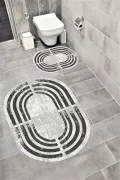 Su Emici Yumuşak Kaymaz Taban Sünger Dolgulu Yıkanabilir Dekoratif Banyo Paspası SQUAREOVAL