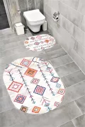 Su Emici Yumuşak Kaymaz Taban Sünger Dolgulu Yıkanabilir Dekoratif Banyo Paspası COLORFUL1104OVAL