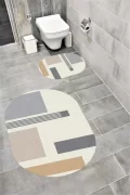 Su Emici Yumuşak Kaymaz Taban Sünger Dolgulu Yıkanabilir Dekoratif Banyo Paspası 1158OVAL