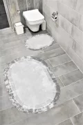Su Emici Yumuşak Kaymaz Taban Sünger Dolgulu Yıkanabilir Dekoratif Banyo Paspası 1194 OVAL