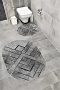 Su Emici Yumuşak Kaymaz Taban Sünger Dolgulu Yıkanabilir Dekoratif Banyo Paspası EHL05OVAL