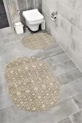 Su Emici Yumuşak Kaymaz Taban Sünger Dolgulu Yıkanabilir Dekoratif Banyo Paspası 1230 OVAL