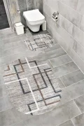 Su Emici Yumuşak Kaymaz Taban Sünger Dolgulu Yıkanabilir Dekoratif Banyo Paspası 1208 OVAL