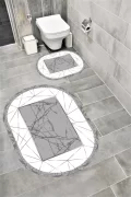 Su Emici Yumuşak Kaymaz Taban Sünger Dolgulu Yıkanabilir Dekoratif Banyo Paspası MOLİVAOVAL