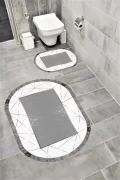 Su Emici Yumuşak Kaymaz Taban Sünger Dolgulu Yıkanabilir Dekoratif Banyo Paspası EHL43OVAL