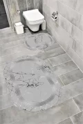 Su Emici Yumuşak Kaymaz Taban Sünger Dolgulu Yıkanabilir Dekoratif Banyo Paspası 1056AJDAGÜMÜŞ OVAL