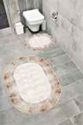 Su Emici Yumuşak Kaymaz Taban Sünger Dolgulu  Yıkanabilir Dekoratif Banyo Paspası 1364 Oval