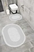 Su Emici Yumuşak Kaymaz Taban Sünger Dolgulu Yıkanabilir Dekoratif Banyo Paspası 1250GRİOVAL