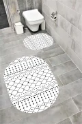 Su Emici Yumuşak Kaymaz Taban Sünger Dolgulu Yıkanabilir Dekoratif Banyo Paspası 1177 OVAL